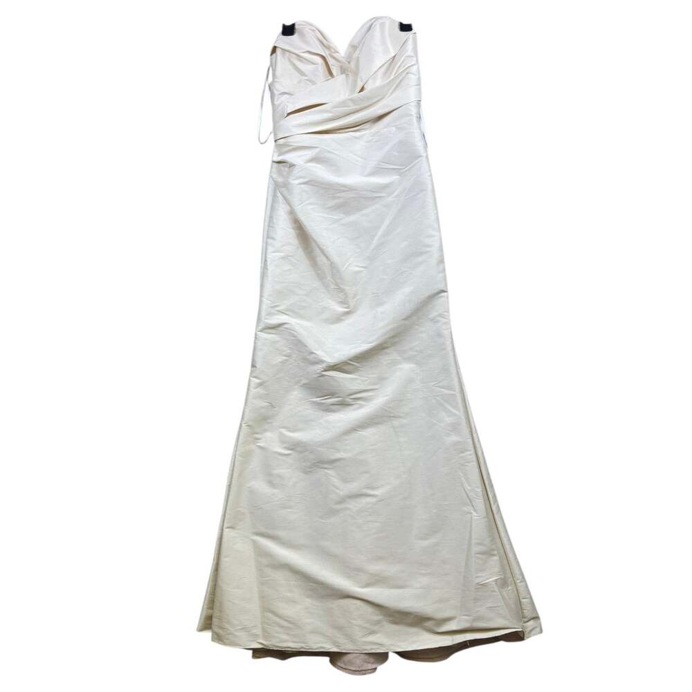 Jim Hjelm Dress Womens Size 10 Beige Satin Strapless Sweetheart A Line Gown Long